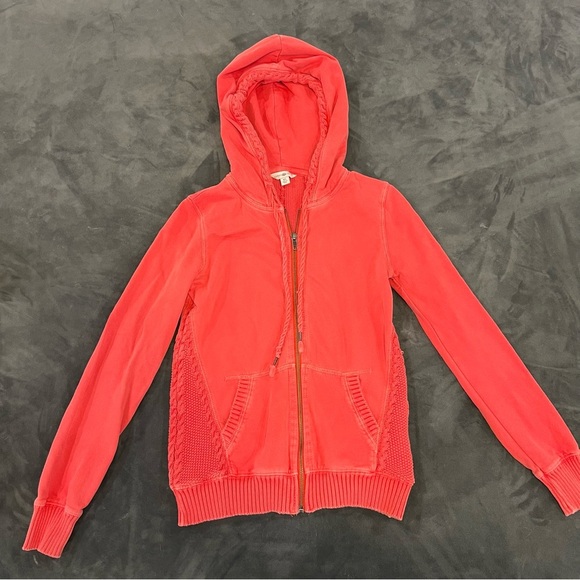 Lucky Lotus Coral Knit Zip Up Hoodie - Picture 1 of 7